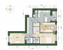 3-комнатная квартира 86.55м²