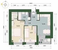 2-комнатная квартира 48.31м²
