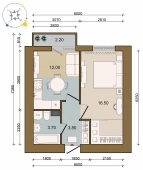 1-комнатная квартира 37.10м²