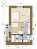 1-комнатная квартира 36.20м²