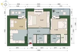 2-комнатная квартира 67.63м²
