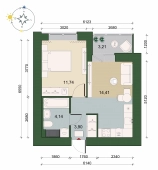 1-комнатная квартира 36.27м²
