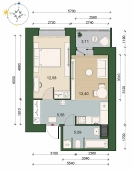 1-комнатная квартира 38.19м²
