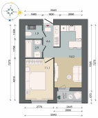 1-комнатная квартира 36.60м²
