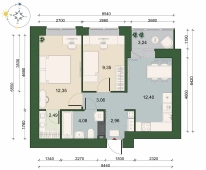 2-комнатная квартира 48.31м²