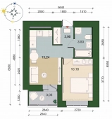 1-комнатная квартира 32.38м²