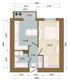 1-комнатная квартира 36.60м²