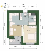 1-комнатная квартира 35.81м²