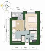 1-комнатная квартира 32.38м²