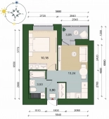 1-комнатная квартира 32.38м²