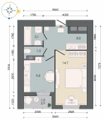 1-комнатная квартира 37.80м²