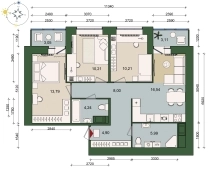 3-комнатная квартира 79.33м²