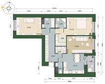 3-комнатная квартира 86.55м²