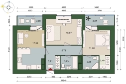2-комнатная квартира 66.88м²