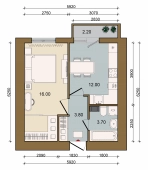 1-комнатная квартира 36.60м²