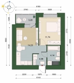 1-комнатная квартира 35.81м²