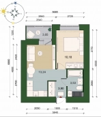 1-комнатная квартира 32.38м²