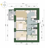 3-комнатная квартира 86.55м²
