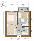 1-комнатная квартира 37.10м²