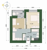 1-комнатная квартира 36.24м²