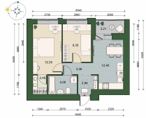 2-комнатная квартира 48.30м²