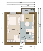 1-комнатная квартира 37.10м²