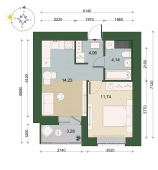 1-комнатная квартира 36.24м²