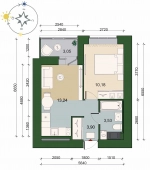 1-комнатная квартира 32.38м²