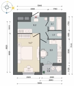1-комнатная квартира 38.10м²