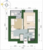 1-комнатная квартира 31.87м²