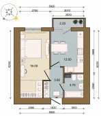 1-комнатная квартира 36.60м²