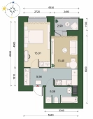 1-комнатная квартира 38.56м²