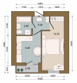 1-комнатная квартира 37.10м²