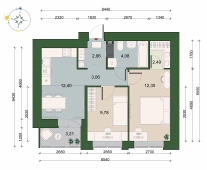 2-комнатная квартира 48.31м²